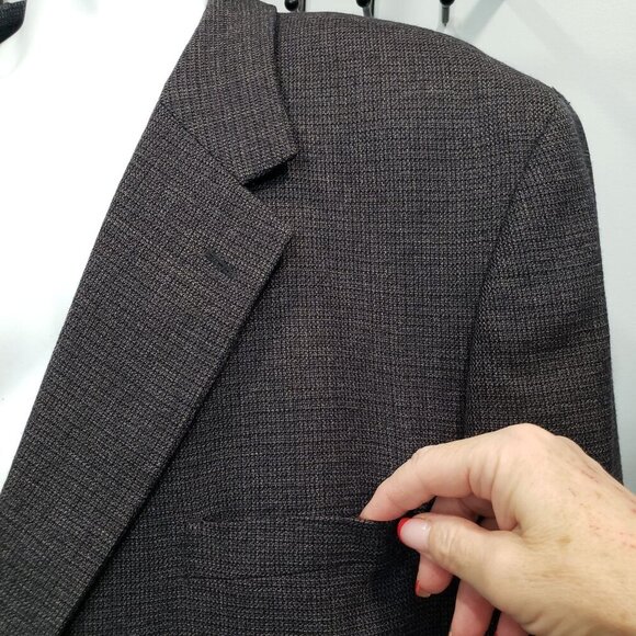 Pronto Uomo Tweed Lambswool Blazer Sport Coat Suit Jacket Dark Blue Mens 52R - Picture 2 of 12
